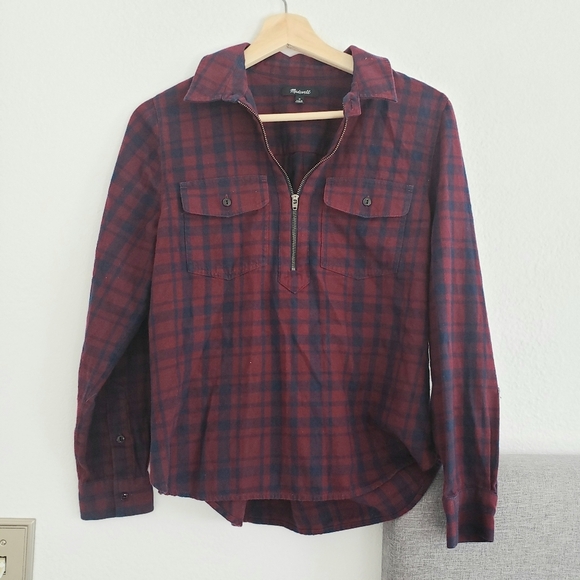Madewell McKinney popover zip plaid shirt M - Picture 7 of 9